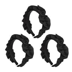 3-teiliges Falten-Stirnband für Damen, Elastisches, Weiches Schwarzes Haarband, Stilvoll, Elegant, Breites Stirnband für Damen und Mädchen, Haar-Styling-Zubehör von Sonew