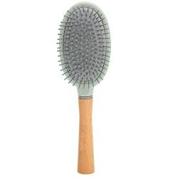 Hellgrüne Entwirrungs-Haarbürste, Tragbare Kopfhaut-Massage-Paddelbürste mit Holzgriff für das Waschen und Pflegen der Haare von Männern und Frauen, Haartrocknungsbürste für Den von Sonew