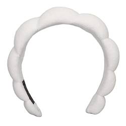 Niedliches Modisches Spa-Stirnband, Elastisches, Weich Gepolstertes Schwamm-Make-up-Stirnband für Gesichtswasch-Yoga, Bauschiges Spa-Stirnband für Frauen und Mädchen (Weiß) von Sonew