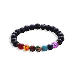Sonew Chakra Edelstein Armbänder, Natürliche Lava Perlen Armband Buddha Armband für Meditation, Erdung, Selbstvertrauen, Aromatherapie von Sonew