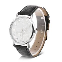 Sonew Damen-Quarzuhr, 3 Farben, PU-Lederband, analoge Armbanduhren, modische, lässige Damenuhr (Schwarz) von Sonew