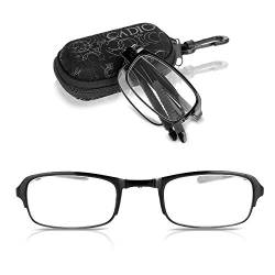 Sonew Faltbare Lesebrille, leichte professionelle falten presbyopische Brille für Mann Frauen schwarz Nylon Zip-Case für einfaches Tragen(2.5) von Sonew