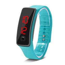 Sport Uhren LED Silikon Armbanduhr Zeit Kalender Digital Armband Armband für Frauen Männer Sweatproof Long Time Standby Lightweight(Light Blue) von Sonew
