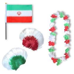Sonia Originelli Fanset Fanartikel Fahne Perücke Blumenkette Hawaiikette WM EM Farbe: Iran Iro von Sonia Originelli