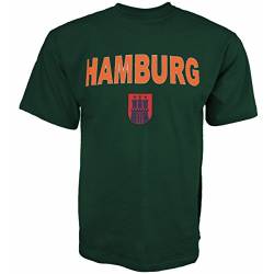 Sonia Originelli T-Shirt Herren Hamburg Classic Wappen Baumwolle Farbe Grün, Größe M von Sonia Originelli