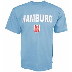 Sonia Originelli T-Shirt Herren Hamburg Classic Wappen Baumwolle Farbe Hellblau, Größe L von Sonia Originelli