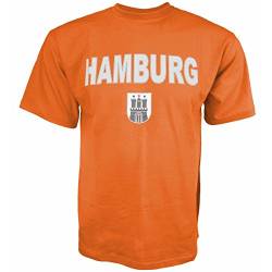 Sonia Originelli T-Shirt Herren Hamburg Classic Wappen Baumwolle Farbe Orange, Größe XL von Sonia Originelli