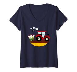 Damen Fahrt mit dem Traktor T-Shirt mit V-Ausschnitt von Sonia Pascual Illustrations