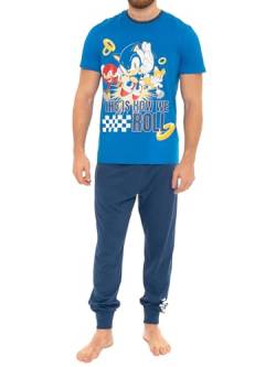 Sonic Schlafanzug | Schlafanzug Herren Lang | Schlafanzüge für Herren | Blau | L von Sonic The Hedgehog