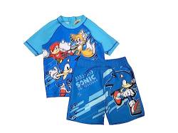 Sonic The Hedgehog, 2-teiliges Badeset für Jungen, Kurzarmshirt und Shorts, Blau, Alter 3-4 Jahre von Sonic The Hedgehog