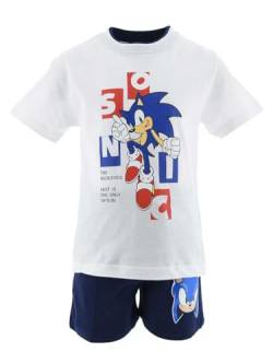 Sonic The Hedgehog 2-Teiliges Set für Jungen, Sonic der Igel Design Weicher Baumwoll Pyjama T-Shirt und Shorts für Jungen, Größe 6 Jahre | Blau von Sonic The Hedgehog