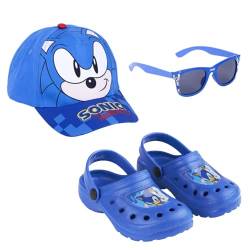 Sonic The Hedgehog Clogs Sonnenbrille und Hut für Jungen, Leichte Sandalen, Sonic Design Sommersandalen, UV-Schutz für Kinder, Größe EU 32/33 | Dunkelblau von Sonic The Hedgehog