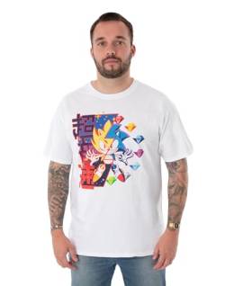 Sonic The Hedgehog Herren Weißes Kurzarm-T-Shirt | Super Sonic Diamonds Grafik | Offizielles Sonic Merchandise | Komfortables T-Shirt für Gaming-Enthusiasten von Sonic The Hedgehog