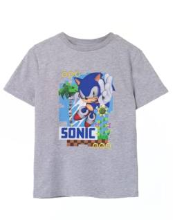 Sonic The Hedgehog Kinder T-Shirt Grau | Sonic Green Hills Design | Offizielles Sonic Merchandise | Komfortables & stylisches T-Shirt für Junge Gamer von Sonic The Hedgehog