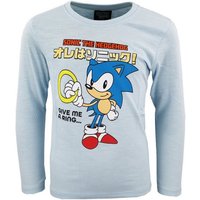 Sonic The Hedgehog Langarmshirt Sonic The Hedgehog Kinder Junge langarm Shirt Gr. 104 bis 152 Blau, 100% Baumwolle von Sonic The Hedgehog
