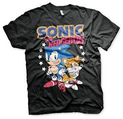 Sonic The Hedgehog Offizielles Lizenzprodukt Sonic & Tails Herren T-Shirt (Schwarz), M von Sonic The Hedgehog