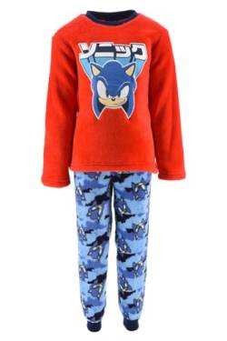 Sonic The Hedgehog Pyjama für Jungen, T-Shirt und Lange Hose, 2-Teilig, für Jungen, Sonic Design Weicher Rot Fleece-Schlafanzug, Pyjama Geschenk für Kinder | 4 Jahre - Rot von Sonic The Hedgehog