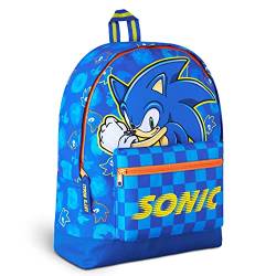 Sonic The Hedgehog Rucksack Kinder, Schulrucksack Jungen Mädchen Backpack Unisex Kinderrucksack Schulrucksack Schultasche Offiziell Fanartikel (Blau) von Sonic The Hedgehog