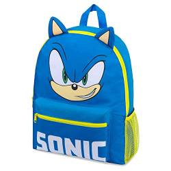 Sonic The Hedgehog Rucksack Kinder, Schulrucksack Jungen Mädchen Backpack Unisex Kinderrucksack Schulrucksack Schultasche Offiziell Fanartikel (Blau/Gelb) von Sonic The Hedgehog