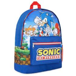 Sonic The Hedgehog Rucksack Kinder, Schulrucksack Jungen Mädchen Backpack Unisex Kinderrucksack Schulrucksack Schultasche Offiziell Fanartikel (Blau/Rot) von Sonic The Hedgehog