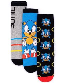 Sonic The Hedgehog Socken 3er Pack Herren | Erwachsene Supersonic Speed Charakter Power Ringe Mehrfarbige Schuhe | Spielzubehör Merchandise von Sonic The Hedgehog