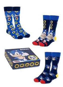 Sonic The Hedgehog Socken Herren, Sonic Der Igel 3er-Pack Socken für Erwachsene und Jugendliche, Größe EU 40/46 von Sonic The Hedgehog