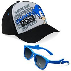 Sonic The Hedgehog Sonnenhut Kinder Baseball Cap und Sonnenbrille Kinder Set Kappe Kinder Jungen Mütze Sommer Zubehör Einheitsgröße Verstellbarer Riemen Geschenke für Jungen von Sonic The Hedgehog