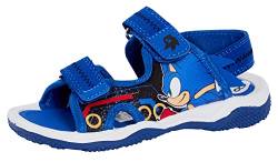 Sonic The Hedgehog Sport Sandalen für Jungen Sega Open Toe Easy Fasten Sliders Sommerschuhe, blau, 26 EU von Sonic The Hedgehog