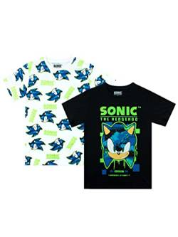 Sonic The Hedgehog T Shirts | 2 Pack Sonic Tshirt für Jungen | Baumwolle Gaming T-Shirt für Kinder Mehrfarbig 104 von Sonic The Hedgehog