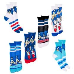 Sonic the Hedgehog Socken für Jungen, Sonic Design Set mit 6 Klassischen Socken, Größe EU 27/30 von Sonic the Hedgehog