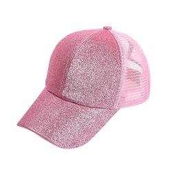 Damen Baseball Cap Trucker Trendy Glitzer Baseballkappe High Ponytail Netz Sparkly Basecap Damen Sommerhut Baseballkappe für Pferdeschwanz Sonnenhut von Sonnena