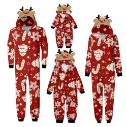 Familie Schlafanzug Familie Outfit Set Lange Jumpsuit Winter Jumpsuit Rotes Weihnachtspyjama Familie Set Kuschelig Nachtwäsche Hausanzug Weihnachts Matching Pyjamas Outfit von Sonnena
