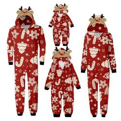 Familie Schlafanzug Familie Outfit Set Lange Jumpsuit Winter Jumpsuit Rotes Weihnachtspyjama Familie Set Kuschelig Nachtwäsche Hausanzug Weihnachts Matching Pyjamas von Sonnena