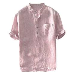 Sonnena Herren Hemd Kurzarm Leinenhemd aus Baumwollmischung Regular Fit Button-down Sommer Freizeit Leinenhemd von Sonnena