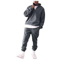 Sonojie Herren Jogginganzug Trainingsanzug Männer Sportanzug Fitness Streetwear Hoodie Sporthose Sportbekleidung Pullover Einfarbig Fitnessanzug mit Stehkragen von Sonojie