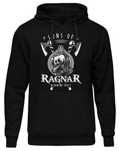 Sons of Ragnar In Odin we Trust Herren Kapuzenpullover| Valhalla Hoodie - Wikinger - Odin Pullover - Vikings -Walhalla Pullover Herren | Schwarz (4XL) von Sons of Ragnar