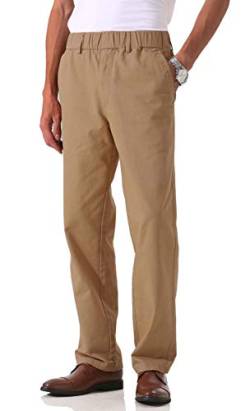 Soojun Herren Baumwolle Relaxed Fit Full Elastic Waist Twill Hose, Dunkles Khaki, 34W / 32L von Soojun