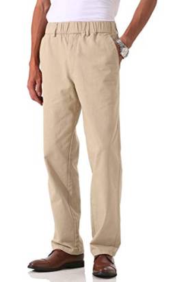 Soojun Herren Baumwolle Relaxed Fit Full Elastic Waist Twill-Hose - Braun - 34W / 30L von Soojun