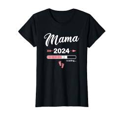 Damen Mama Loading 2024 Werdende Mutter Baby Geburt Mummy to Be T-Shirt von Soon To Be Dad Mom Papa Mama Designs