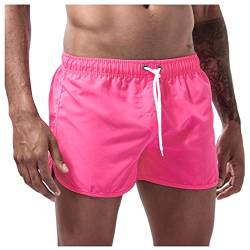 SoonerQuicker Badehose Herren Kurz Türkis Badeshorts Herren Neon Badehose Herren Neon Grün Orange Badeshorts Herren Pink Hawaii Kurze Hosen Herren Schnelltrocknend von SoonerQuicker