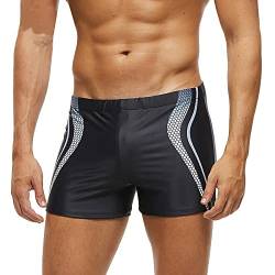 SoonerQuicker Badehose Herren Retro Badehose Herren Kariert Schwimmhose Herren Sexy Badehose Herren Eng Kurz Schwimmhose Herren Boxershorts Badehose Herren Schnelltrocknend Dunkelblau von SoonerQuicker