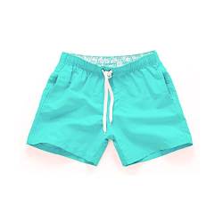 SoonerQuicker Badehose Herren Türkis Badeshorts Herren Neon Schwimmhose Herren Boxershorts Badehose Herren Hellblau Schnelltrocknend Badehose Herren Retro Badehose Herren Neon Grün Pink Weiß Gelb, S von SoonerQuicker