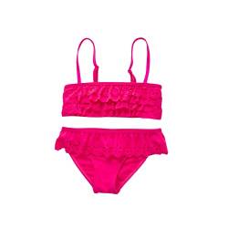 SoonerQuicker Bikini Mädchen Einfarbig Zweiteiler 152 164 Gelb Badeanzug Mädchen Neon 2 Teilig Badeanzug Baby Kinder Mädchen Dunkelblau Rosa von SoonerQuicker