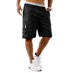 SoonerQuicker Cargo Shorts Herren Bermuda Shorts Herren Reißverschlusstaschen Cargo Shorts Herren Schwarz Outdoor Kurze Hosen Herren mit Seitentaschen Knielang Cargo Shorts Herren Stretch von SoonerQuicker