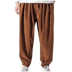 SoonerQuicker Cordhose Herren Breitcord mit Gummizug Jogginghose Herren mit Bündchen Hosen Männer Baggy Freizeithose Herren mit Kordelzug Lang Weit Breit Cordhose Herren Stretch von SoonerQuicker