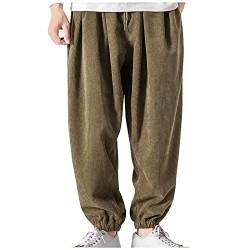 SoonerQuicker Cordhose Herren Breitcord mit Gummizug Jogginghose Herren mit Bündchen Hosen Männer Baggy Freizeithose Herren mit Kordelzug Lang Weit Breit Cordhose Herren Stretch von SoonerQuicker