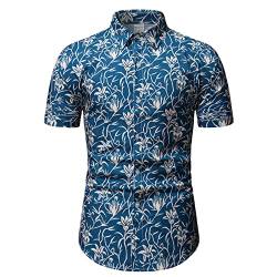 SoonerQuicker Hemd Herren Palmen Hemd Herren Floral Hemd Herren Slim Fit Hemd Herren Kurzarm Muster Hemd Herren Casual Hemd Herren Freizeit Hemd Herren Comfort Fit Hemd Herren Bunt von SoonerQuicker