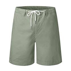 SoonerQuicker Leinenhose Herren Kurz Sommer Bermuda Shorts Herren Weiß Kurz Kurze Hosen Herren Sommer Shorts Herren Freizeit Yogahose Herren Kurze Hosen Herren Leicht Shorts Herren Hawaii von SoonerQuicker