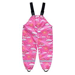 SoonerQuicker Matschhose Gefüttert Regenhose Kinder Mädchen Jungen Buddelhose Regenlatzhose Druck Regenträgerhose Winddicht Wasserdicht 12 Monate - 12 Jahre (D Pink, 110) von SoonerQuicker