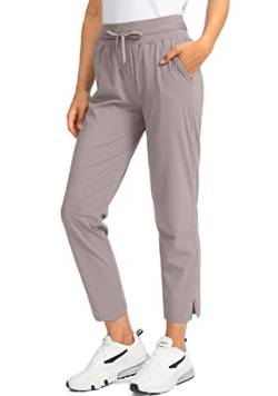 Soothfeel Damen Golfhose mit 4 Taschen 7/8 Stretch High Wasited Sweatpants Reise Athletic Arbeitshose für Frauen, Dusty Grey, M von Soothfeel